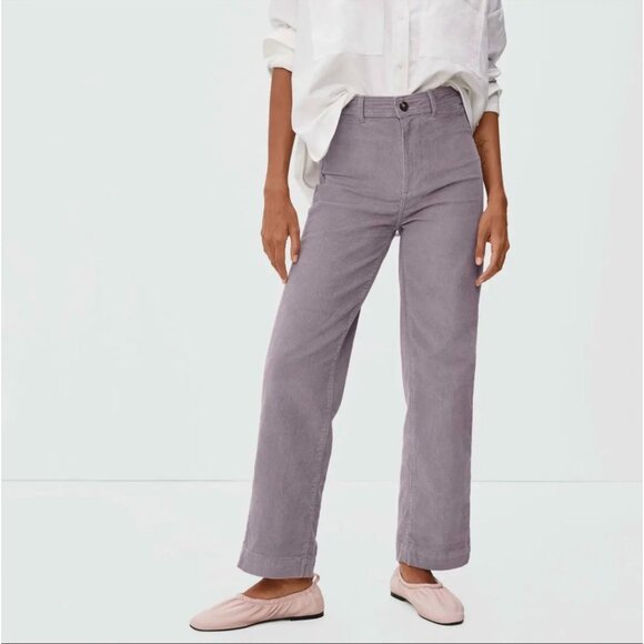EVERLANE Dusty Lavender Purple Cotton Corduroy Wide Leg Sailor Pants, Size 6 - Picture 1 of 15